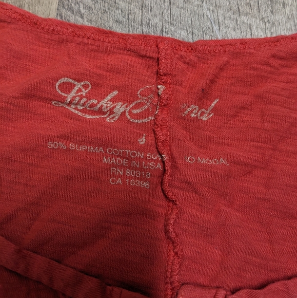 Lucky Brand Red Half Button Tee Shirt Modal Blend - Picture 4 of 5